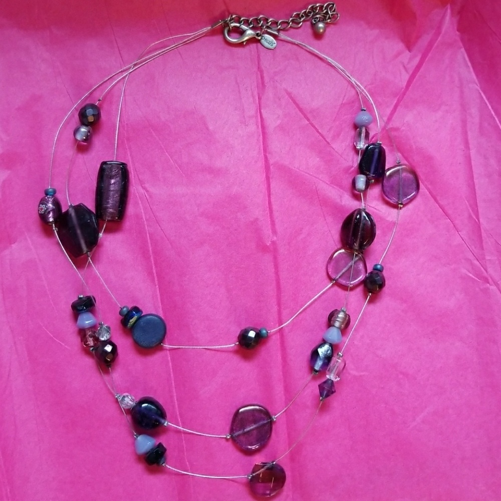 Chico's Wire And Glass Purple Necklace